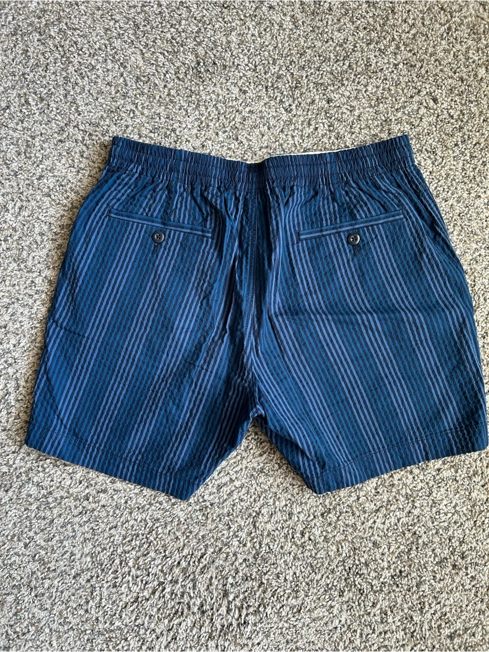 J. Crew Blue Navy Striped Seersucker Shorts w Drawstring
